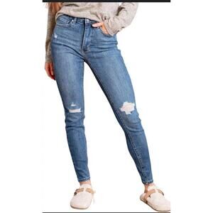 Judy Blue Mid Rise Tummy Control Destroy Skinny Jeans 15 32